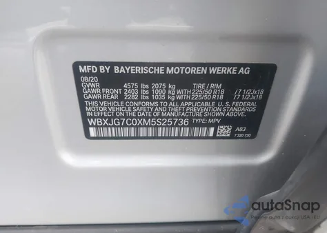 2021 BMW X1 Sdrive28I from USA, damaged, VIN WBXJG7C0XM5S25736